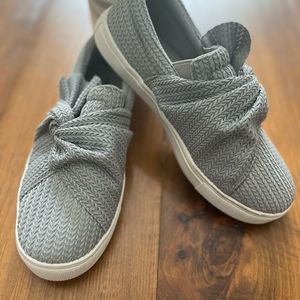 Jolimall Casual Knitted Twist Slip On Sneakers in Grey Size 7